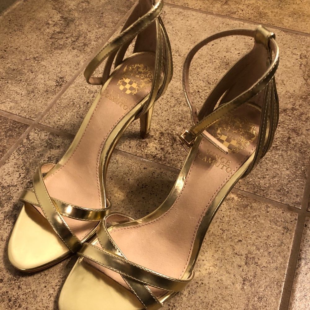 Vince Camuto Gold Strappy Heels